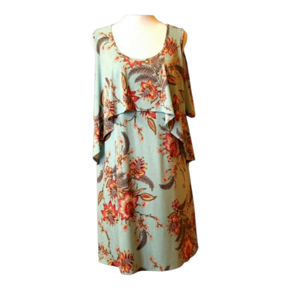 Open shoulder shorts sleeve swing dress, never worn  (Pink Coconut)  34 length